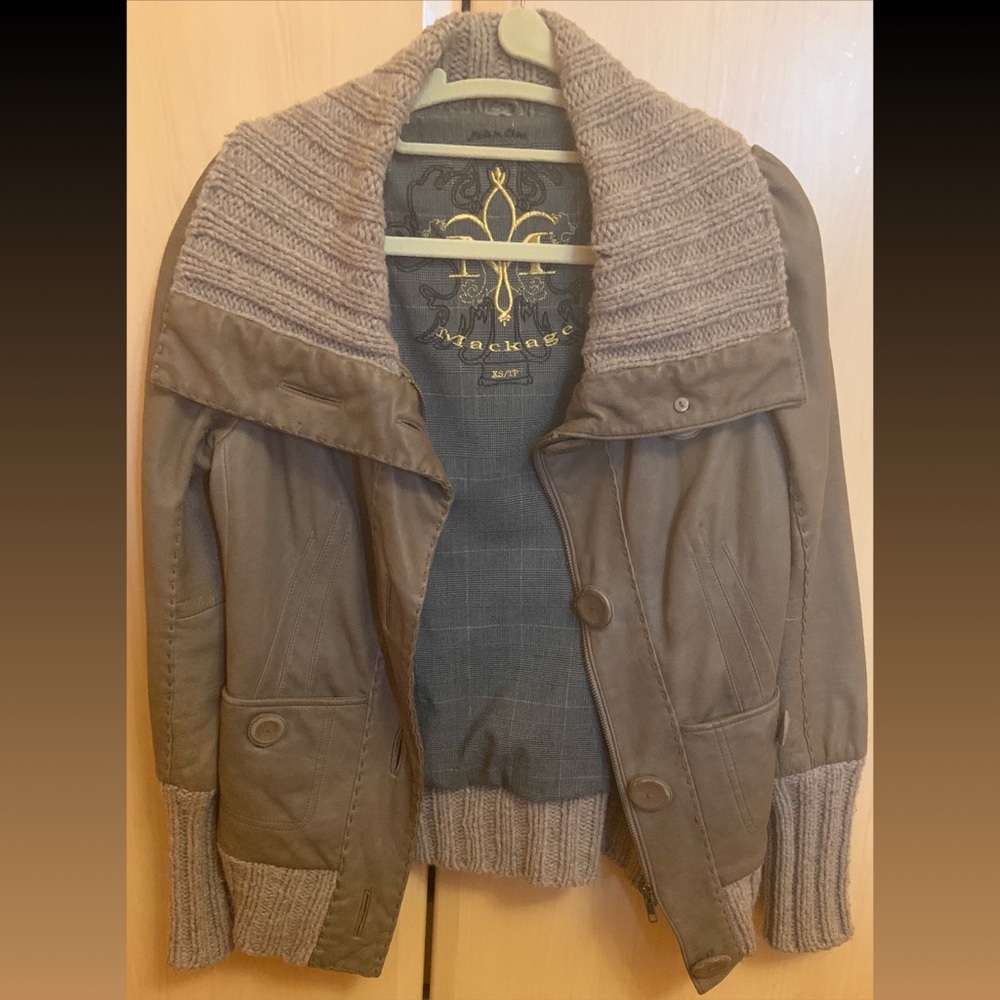 Mackage leather bomber jacket